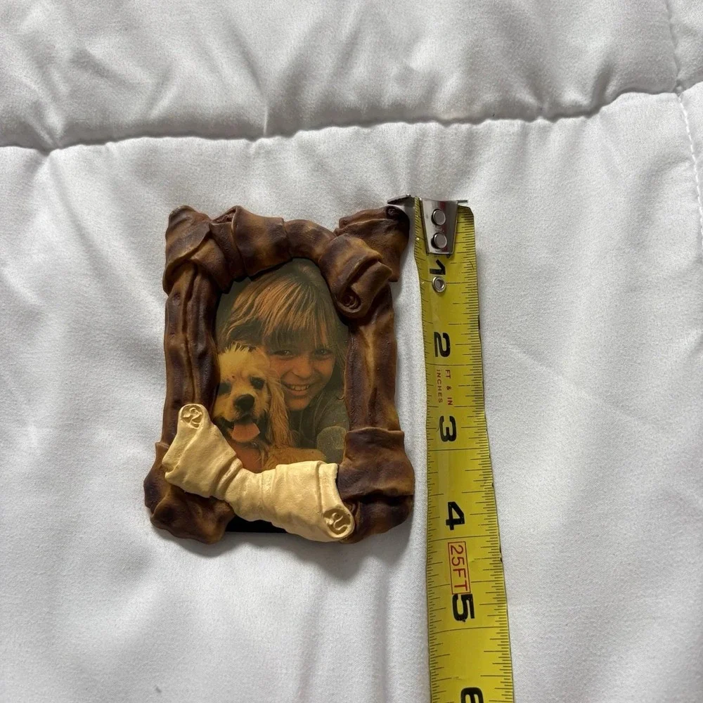 Vintage 80s 90s Dog Bones Picture‎ Frame Retro Doggy Brown Animal Y2K 2000s